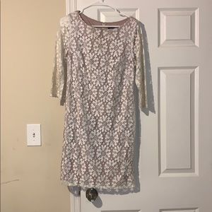 Cream and nude lace dress